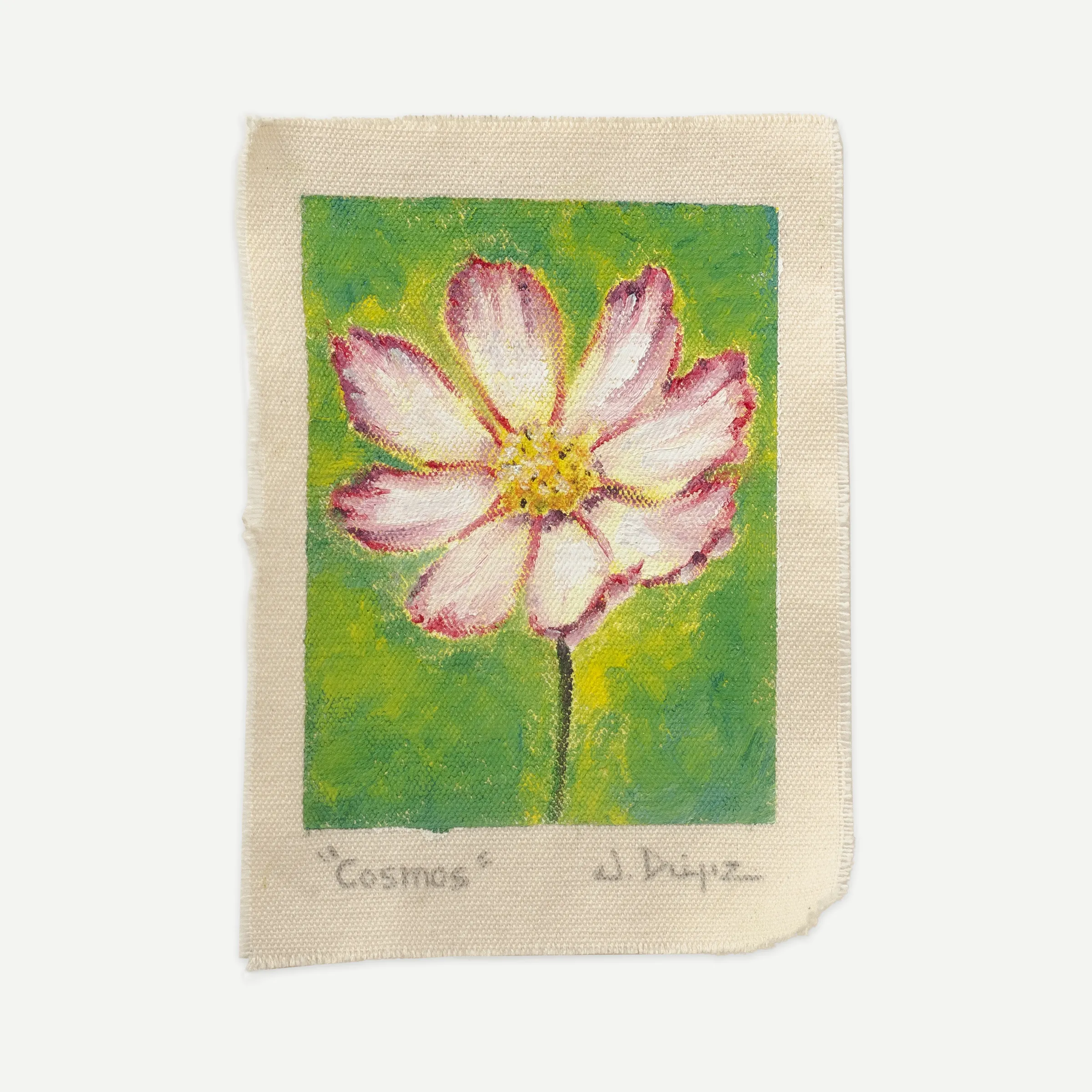 Cosmos, Oil on cotton canvas, unstretched, 13 × 18 cm, photograph 1