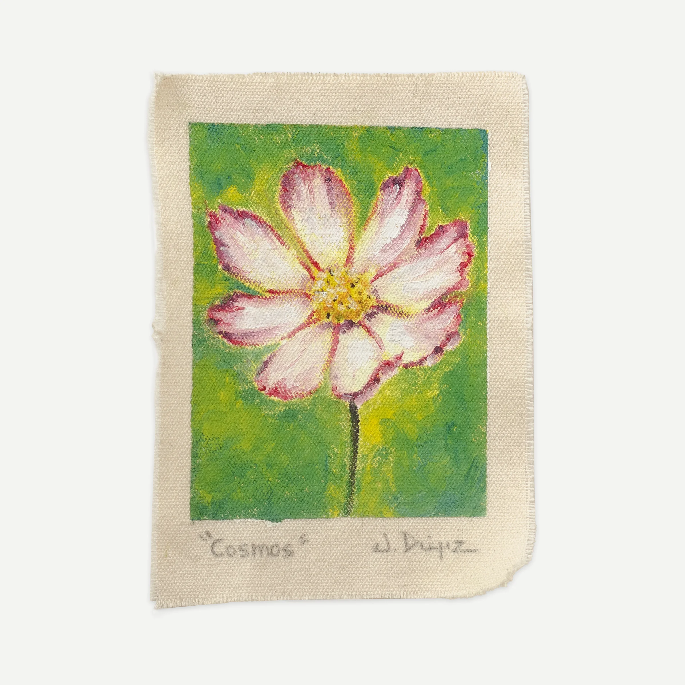 Cosmos, Oil on cotton canvas, unstretched, 13 × 18 cm, photograph 1