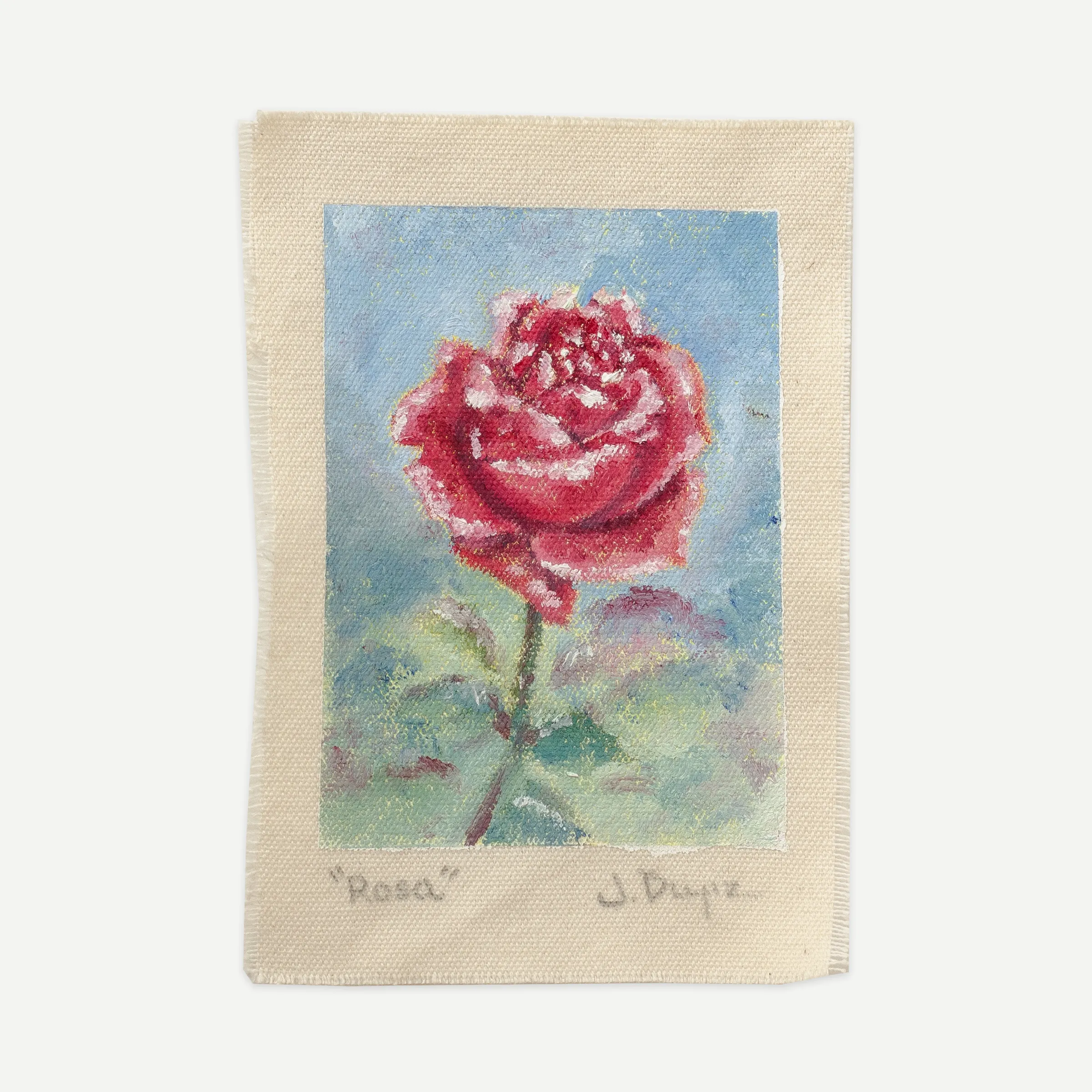 Rose, Oil on cotton canvas, unstretched, 13 × 18 cm, photograph 1