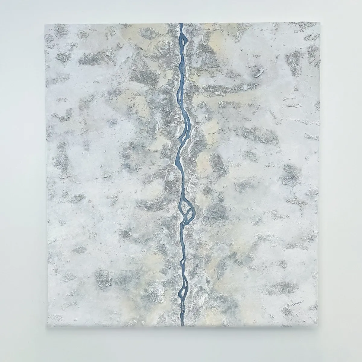 Blue Kintsugi, Mixed media on wood panel — photograph 1