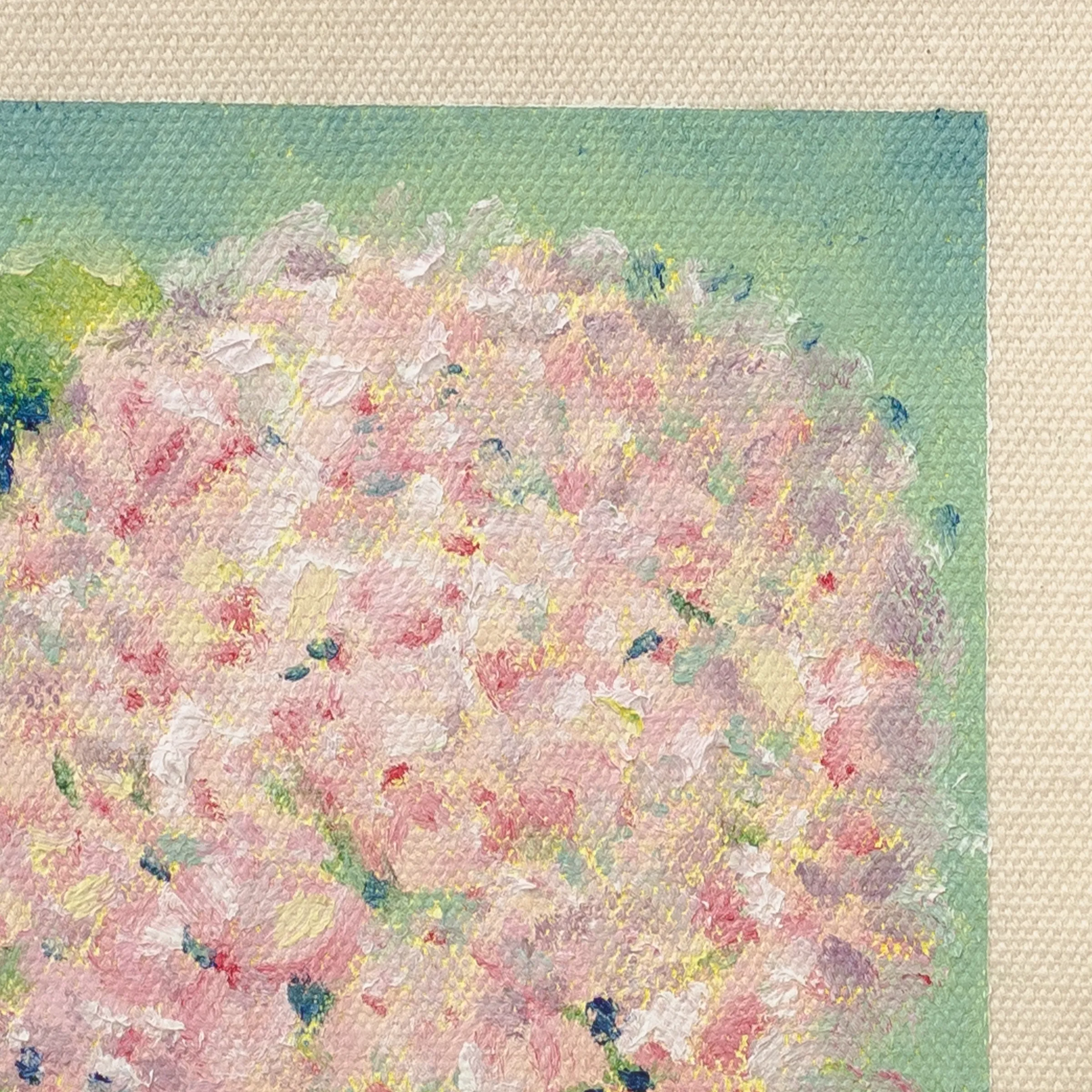 Hydrangea, Oil on cotton canvas, unstretched, 13 × 18 cm, photograph 3