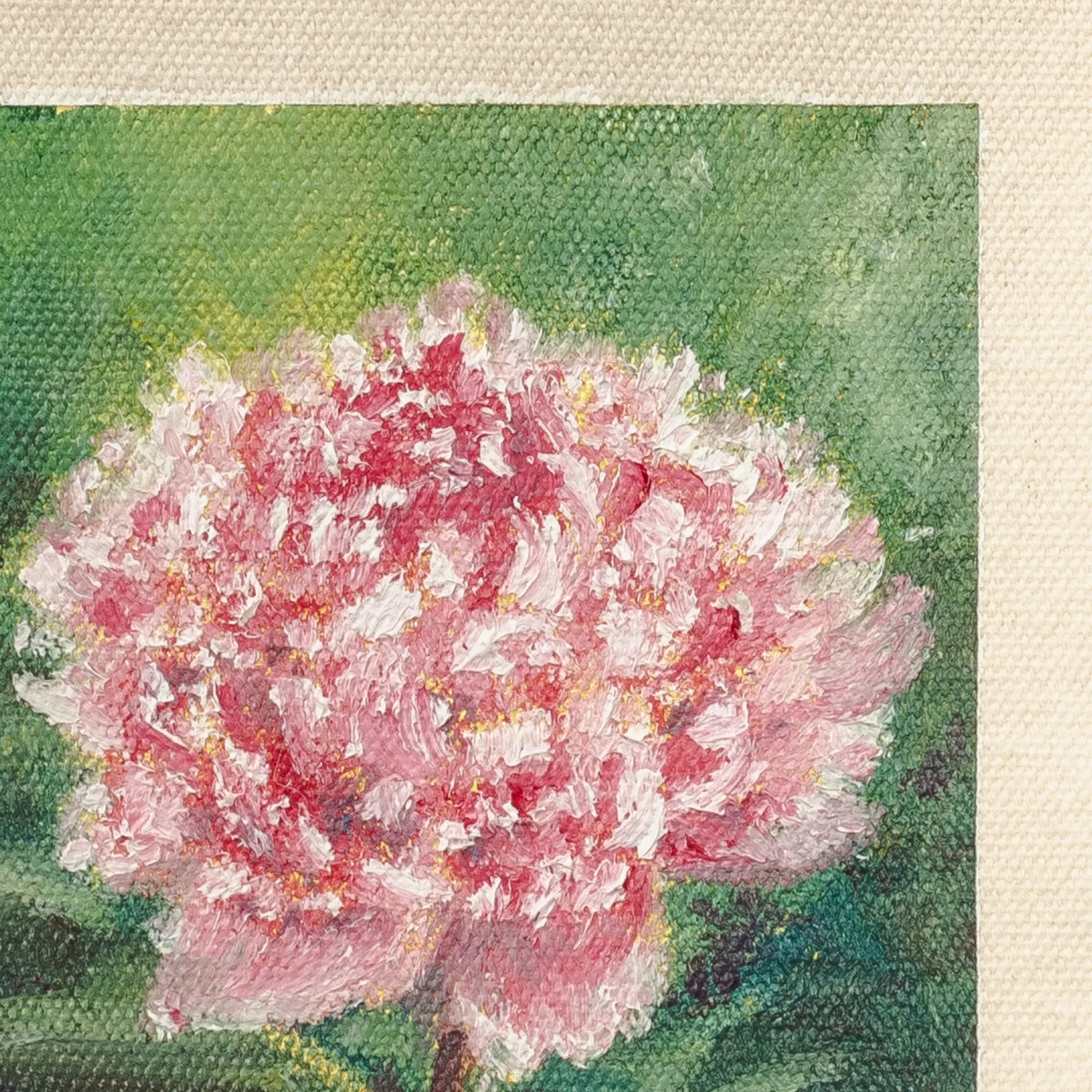Peony, Oil on cotton canvas, unstretched, 13 × 18 cm, photograph 3