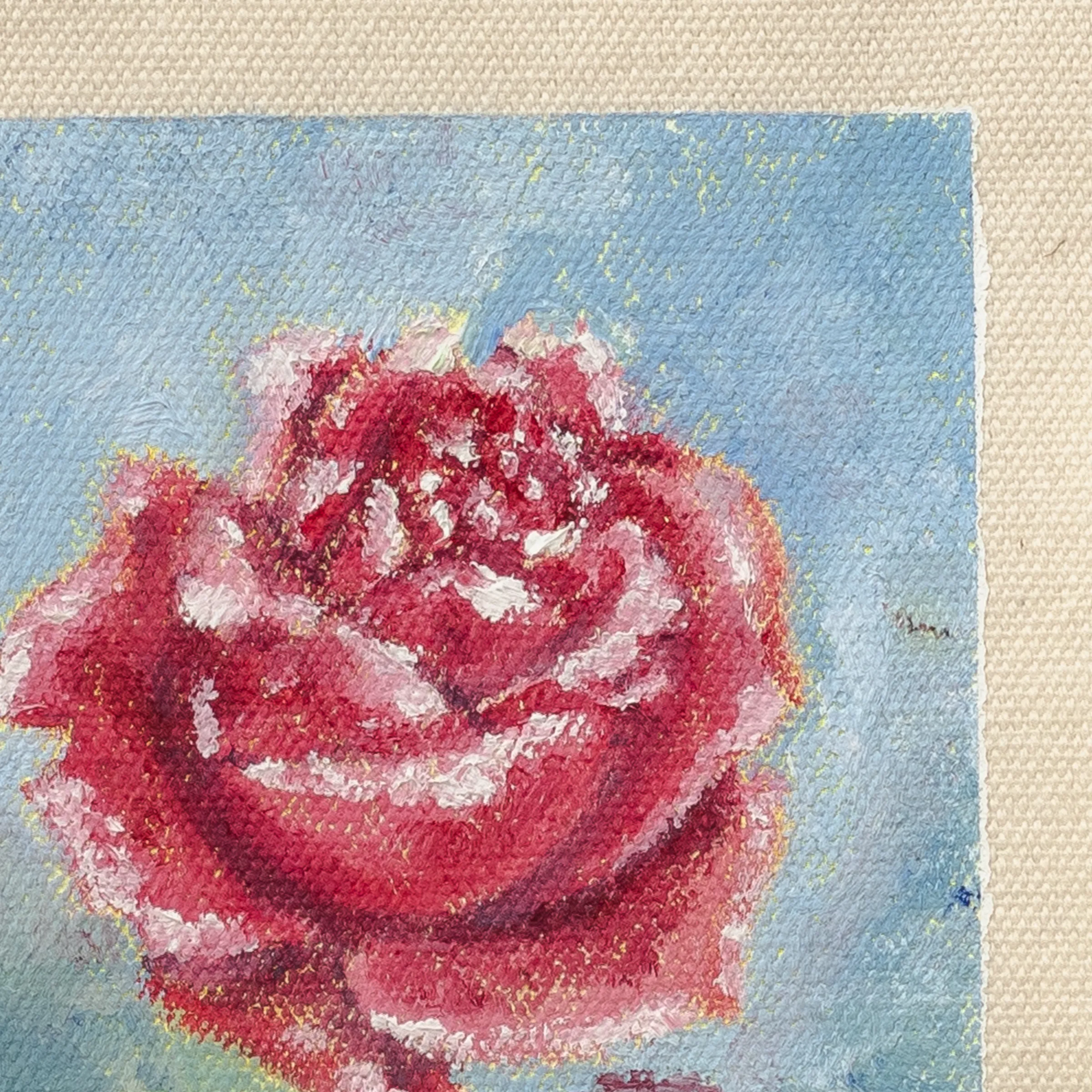 Rose, Oil on cotton canvas, unstretched, 13 × 18 cm, photograph 3