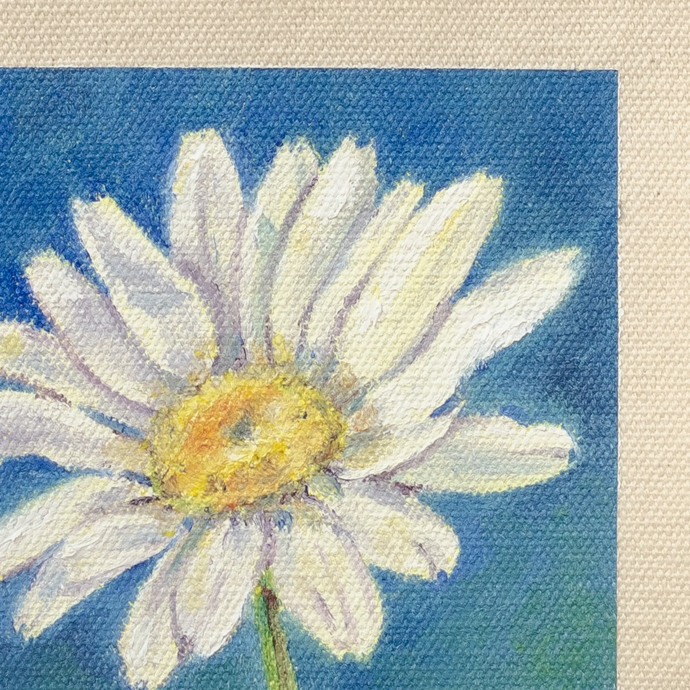 Daisy, Oil on cotton canvas, unstretched, 13 × 18 cm, photograph 3