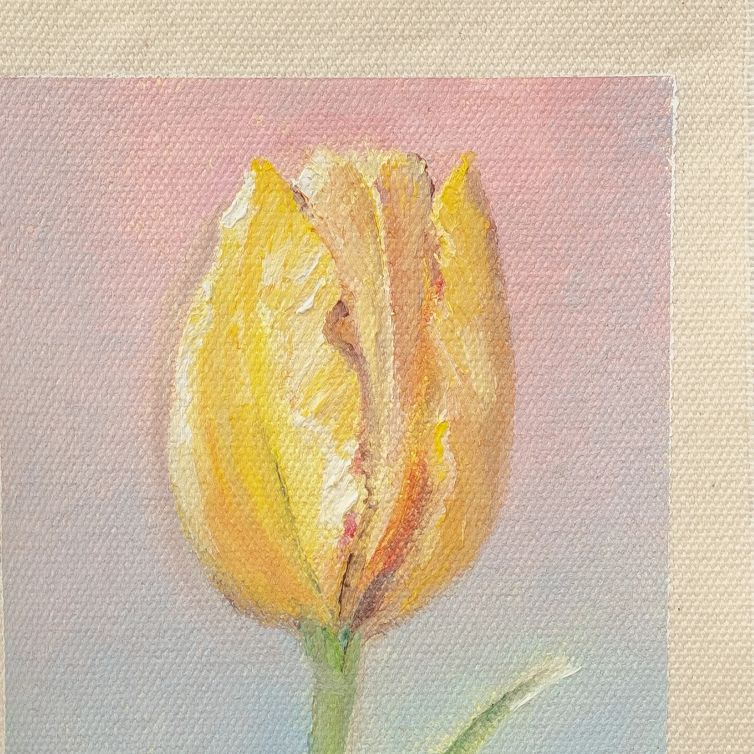 Tulip, Oil on cotton canvas, unstretched, 13 × 18 cm, photograph 3